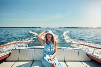 Happy lady on a boat