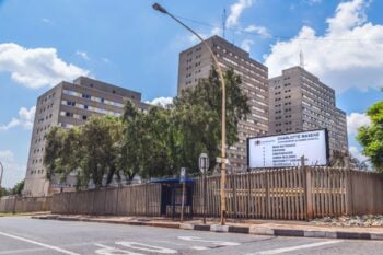 The exterior of Charlotte Maxeke Johannesburg University Hospital which provides healthcare in South Africa