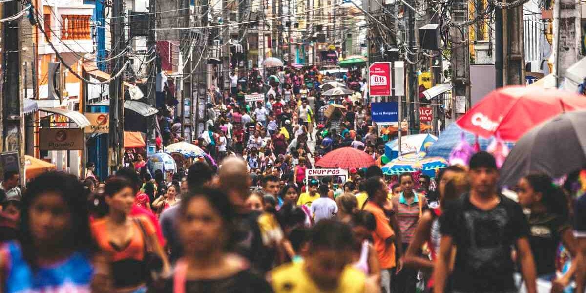 A crowded shopping street in Sao Luis, Brazil, which sometimes has a travel advisory warning